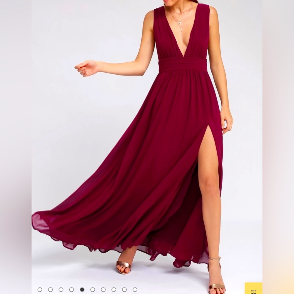 Lulu’s Heavenly Hue Burgundy Maxi Dress